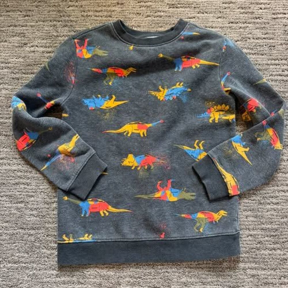 Cat & Jack Boys Dinosaur Print Pullover Sweatshirt - Size 6/7 Very Good